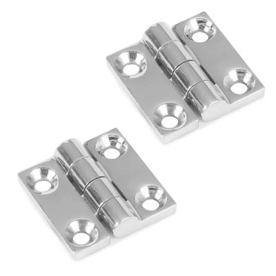 AMYSPORTS Heavy Duty Stainless Steel Boat Hinge, Mirror Polished, 1.51 x 1.51 inches, 2 Count, Modern Style