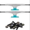 Tensor Trucks Alloy Polished / Aqua Skateboard Trucks - 5.0" Hanger 7.75" Axle with 1" Raven Black Hardware - Bundle of 2 items view 1