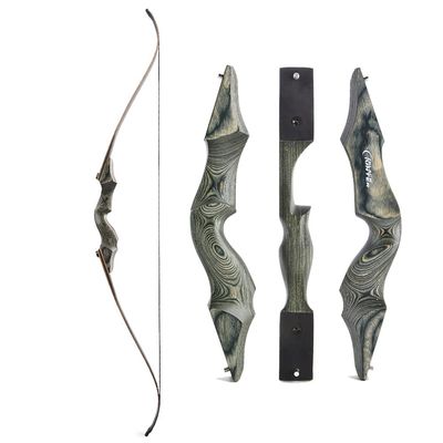 60 Inch Black Hunter Takedown Recurve Bow and Arrow Kit 20-60 Lbs Wooden Traditional Longbow American Hunting Bow for Right Hand (40 lbs, only Black Bow)
