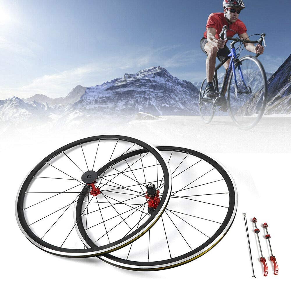 BJTDLLX 700C Road Bike Wheel, Double-Layer Aluminium Alloy Wheels C/V Brake Clincher, 2 Pcs Ultra-Light Bicycle Bike Wheel Set 30mm Rim Sealed Bearing Carbon Fiber Wheelset for 7/8/9/10/11 Speed