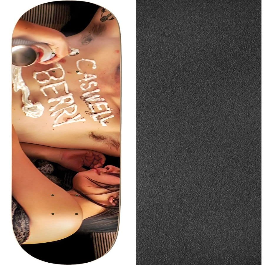 Enjoi Skateboards Caswell Berry Bag Of Suck Skateboard Deck Resin-7 - 8" x 31.6" with Black Magic Black Griptape - Bundle of 2 items