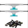 Tensor Trucks Alloy Polished / Aqua Skateboard Trucks - 5.25" Hanger 8.0" Axle with 1" Raven Black Hardware - Bundle of 2 items view 1