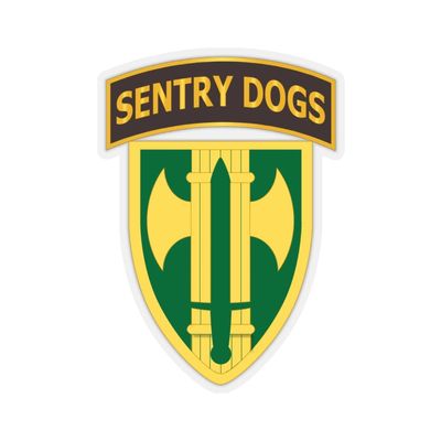 Kiss-Cut Stickers - Army - 18th MP Brigade - Sentry Dogs Tab wo Txt (4"x4", White)