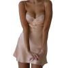 Tsnbre Women's Sexy Glitter Mini Dress Spaghetti Strap Short Bodycon Dress Cocktail Club Party Dresses Pink view 1