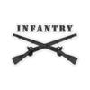 Kiss-Cut Stickers - Army - Infantry Br - Crossed Rifles Blk w Txt (4"x4", Transparent) view 1