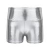 Linjinx Kids Girls Metallic Shiny Dance Athletics Shorts Bottoms Sports Gymnastic Workout Yoga Shorts Active Dancewear Silver 8 Years view 1