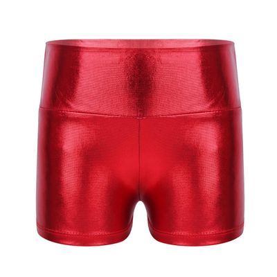 Linjinx Kids Girls Metallic Shiny Dance Athletics Shorts Bottoms Sports Gymnastic Workout Yoga Shorts Active Dancewear Red 6 Years