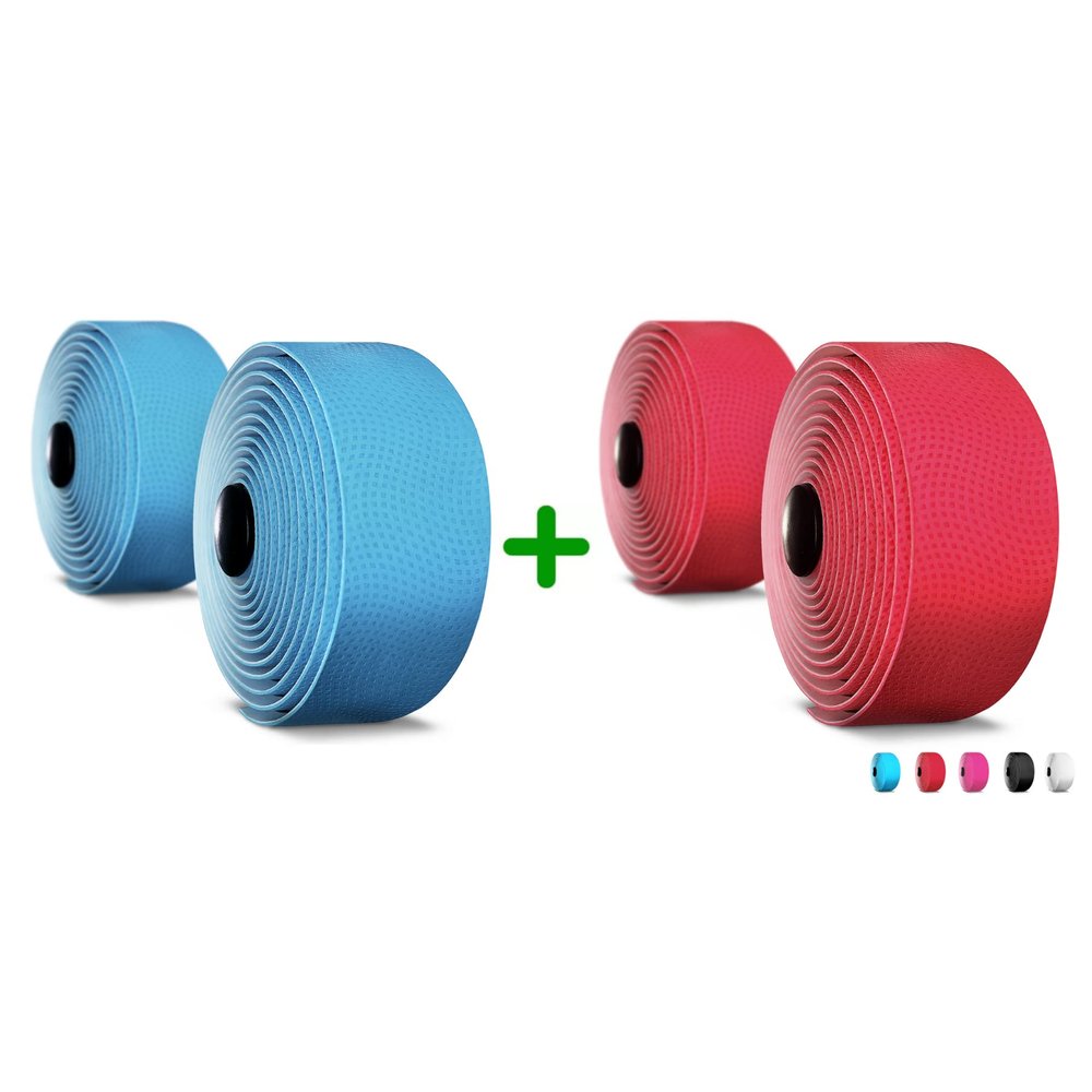 ALIEN PROS (Set of 4 Blue & Red Mix Bike Handlebar Tape - Wrap Your Bike for an Awesome Comfortable Ride