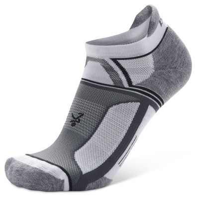 Balega Hidden Contour Upcycled Impact Resistance / Cushioning Performance No Show Athletic Running Socks for Men and Women (1 Pair) White/Grey, Small