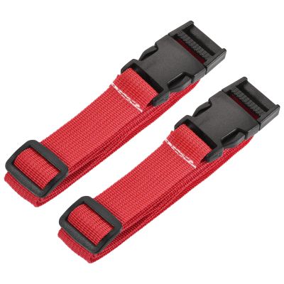 MECCANIXITY Utility Strap with Buckle 1x40 Inch Polyester Quick Release Adjustable Belt for Travel Outdoor Bag Luggage Packing (Red, Pack of 2)