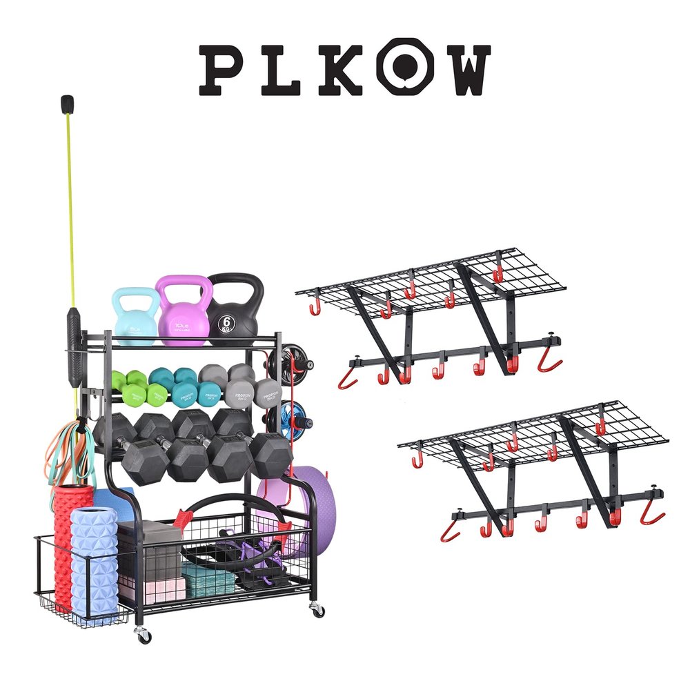 PLKOW Garage Wall Shelving 2 Pack, Dumbbell Storage Rack