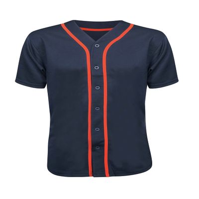 ILTEX Adult & Kids Baseball Jersey Plain Button Down T-Shirt Blank Team Sports Uniforms (2X-Large, Navy/Orange)