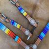Showman Red, Yellow & Blue Beaded Leather Headstall & Breast Collar Set view 3