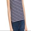 Maison Jules Women's Blouse Navy Knit Lace Collar Stripe Blue XS view 3