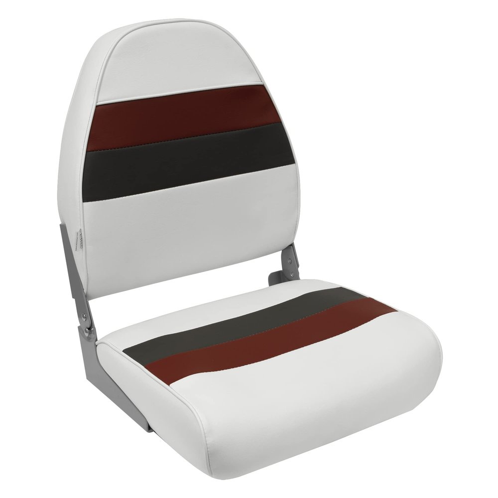 Wise 8WD590-1009 Deluxe Series Pontoon Fold Down Seat, White/Red/Charcoal
