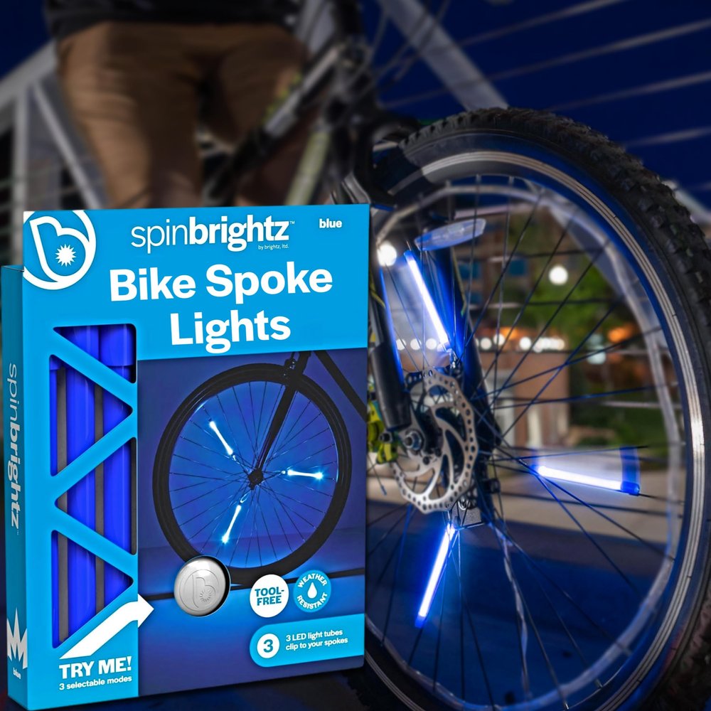 Brightz SpinBrightz LED Bike Wheel Lights - Kids Bike Lights for Night Riding - Bike Accessories for Boys, Girls & Adult Bikes - Cool Stocking Stuffers for All Ages (Blue)