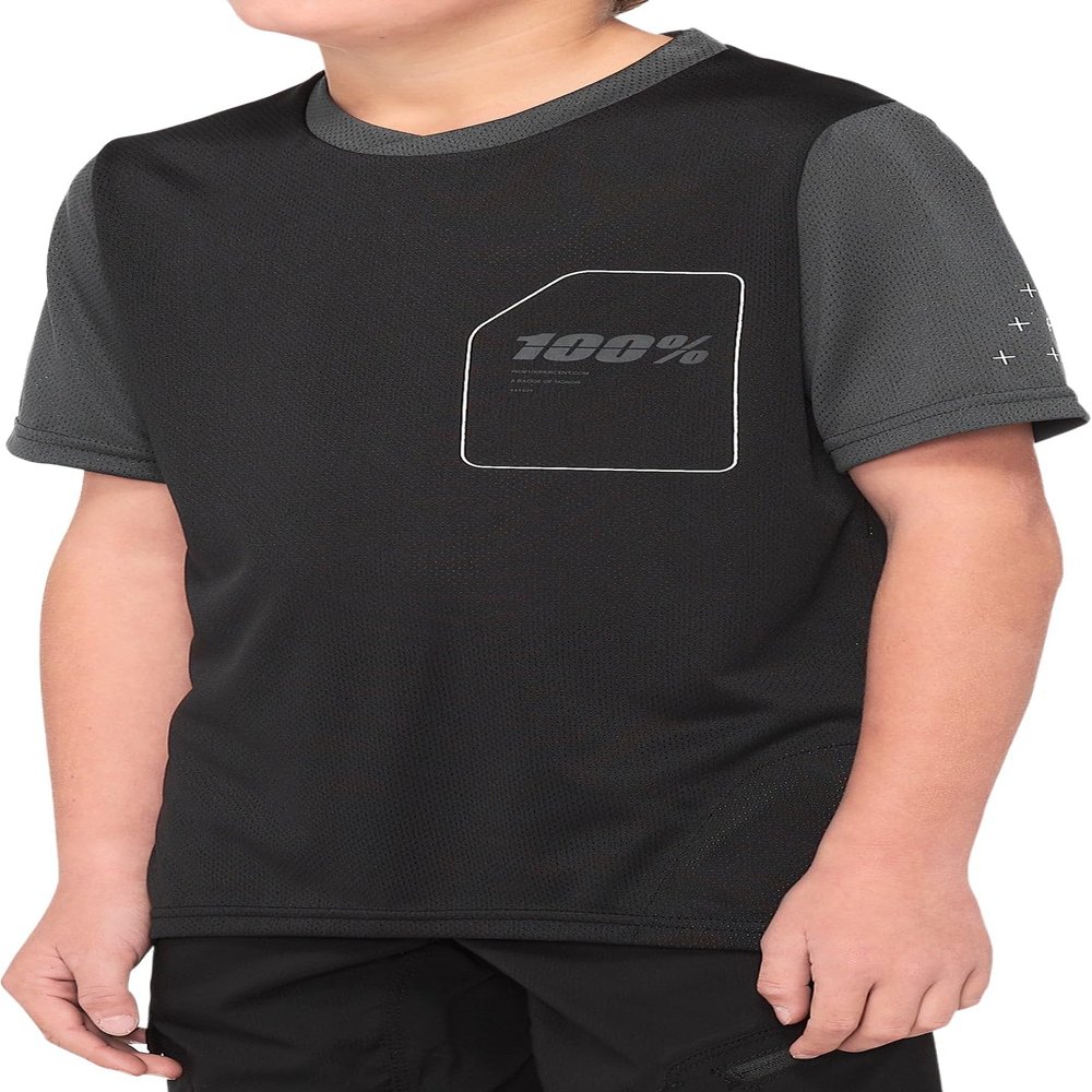 100% RIDECAMP Youth Short Sleeve Jersey Black/Charcoal - S