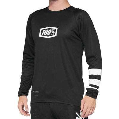 100% R-CORE Youth Long Sleeve Jersey Black/White - S