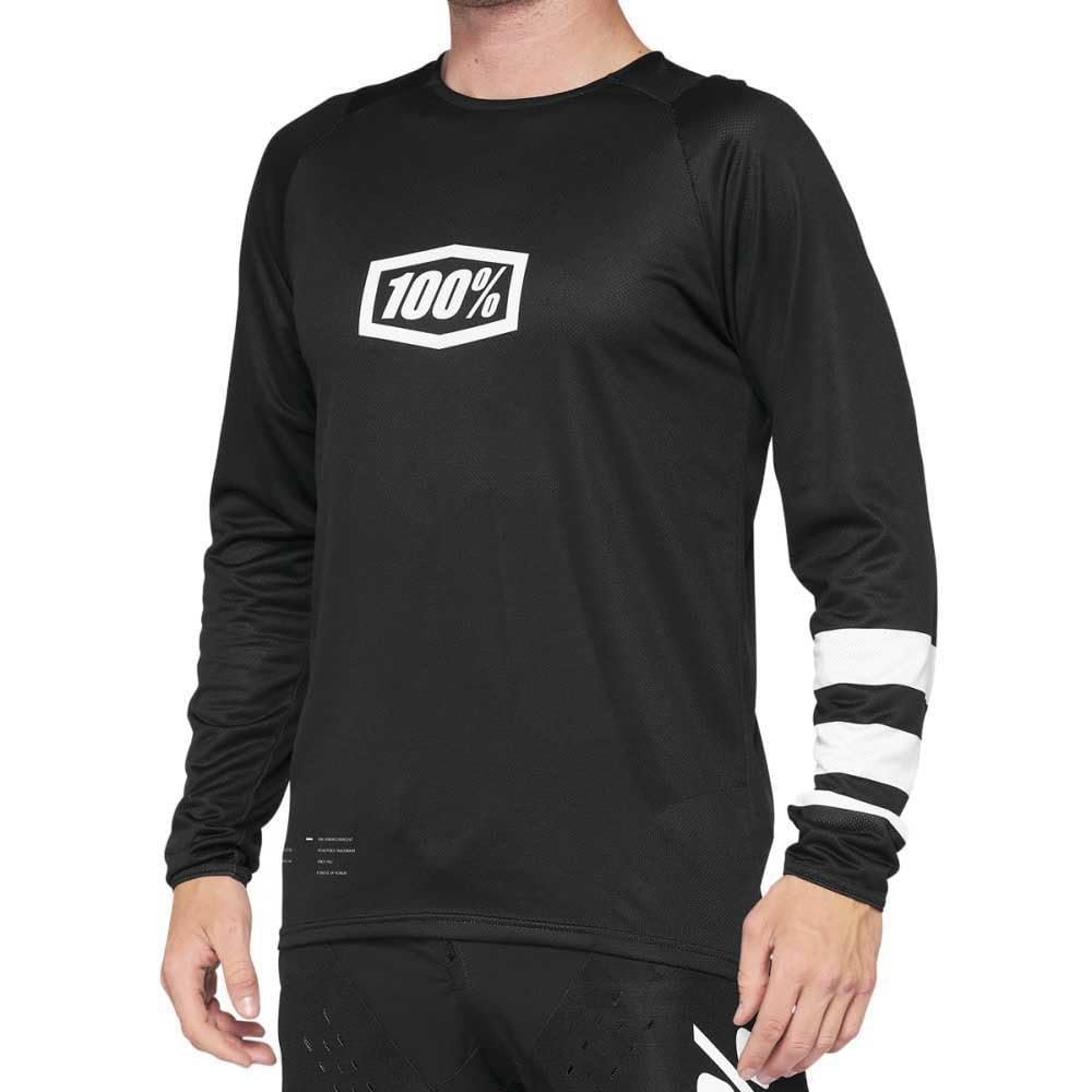 100% R-CORE Youth Long Sleeve Jersey Black/White - S