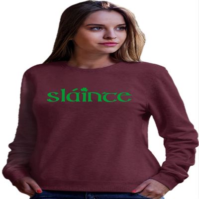 Go All Out 3X-Large Maroon Adult Slainte Irish Cheers Drinking St Patricks Day Gift Sweatshirt Crewneck