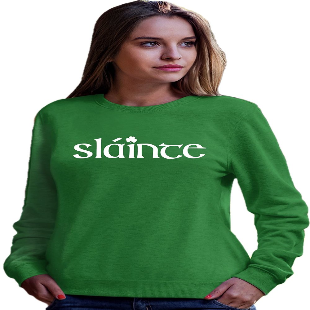 Go All Out Large Kelly Adult Slainte Irish Cheers Drinking St Patricks Day Gift Sweatshirt Crewneck