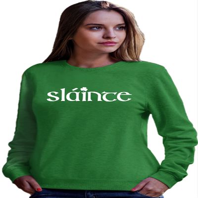 Go All Out 4X-Large Kelly Adult Slainte Irish Cheers Drinking St Patricks Day Gift Sweatshirt Crewneck