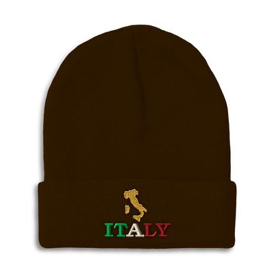 Speedy Pros Beanies for Men Italy Italian Map Italian Italiano Milan Skull Cap Winter Hats for Women Acrylic One Size Brown Design Only