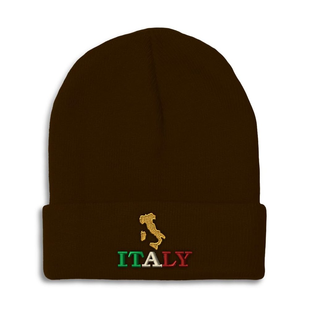 Speedy Pros Beanies for Men Italy Italian Map Italian Italiano Milan Skull Cap Winter Hats for Women Acrylic One Size Brown Design Only