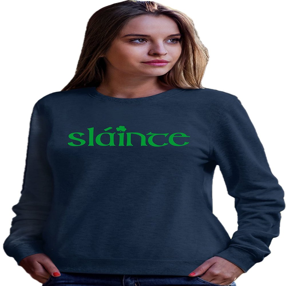 Go All Out 4X-Large Navy Blue Adult Slainte Irish Cheers Drinking St Patricks Day Gift Sweatshirt Crewneck