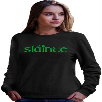 Go All Out 3X-Large Black Adult Slainte Irish Cheers Drinking St Patricks Day Gift Sweatshirt Crewneck