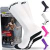 Compression Socks for Women and Men, Best Support for Running, Travel, Pregnancy, Knee High Graduated Compression Stockings WHITE S