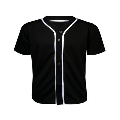 ILTEX Adult & Kids Baseball Jersey Plain Button Down T-Shirt Blank Team Sports Uniforms (Y-Small, Black)
