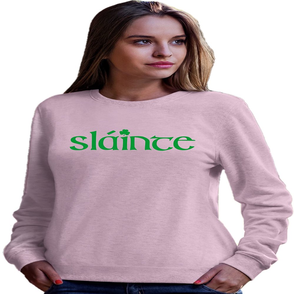 Go All Out 3X-Large Classic Pink Adult Slainte Irish Cheers Drinking St Patricks Day Gift Sweatshirt Crewneck