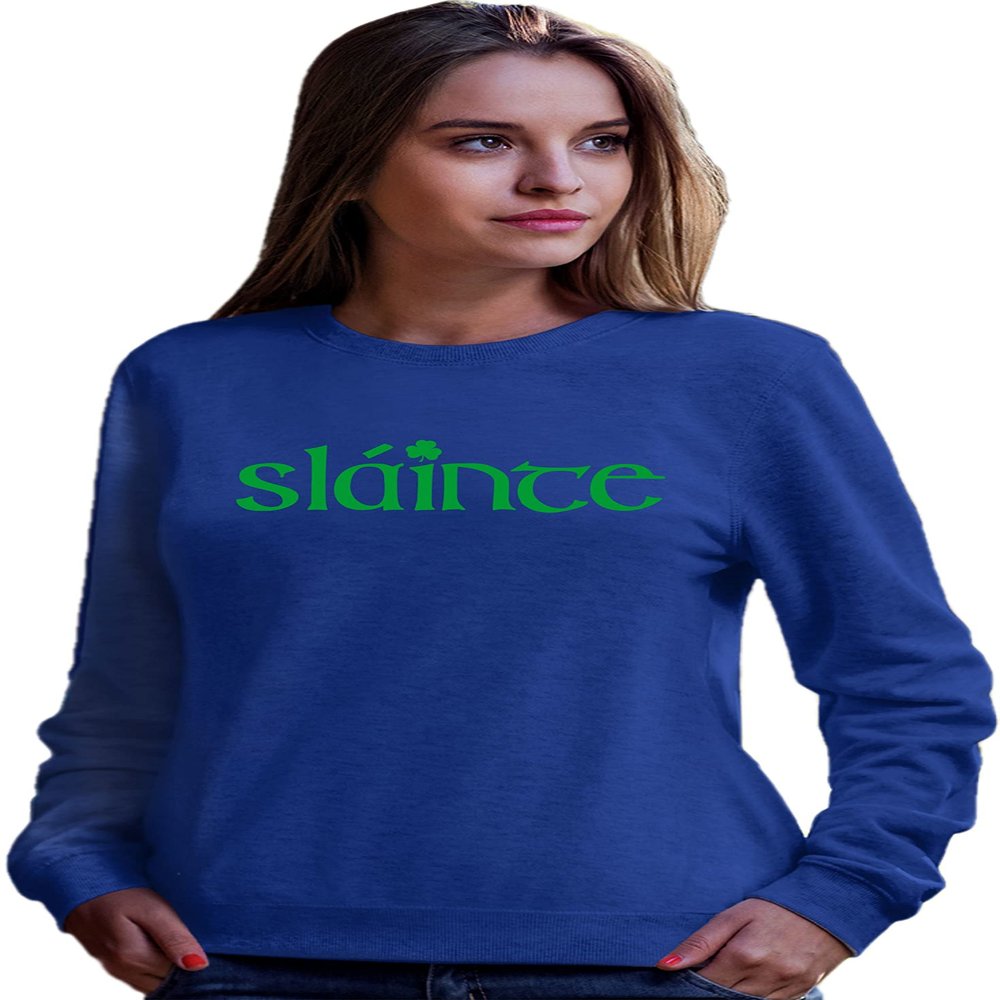 Go All Out 4X-Large Royal Adult Slainte Irish Cheers Drinking St Patricks Day Gift Sweatshirt Crewneck
