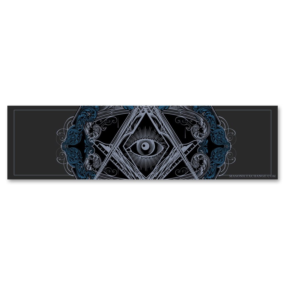 All Seeing Eye Ornate Masonic Bumper Sticker - [11'' x 3'']
