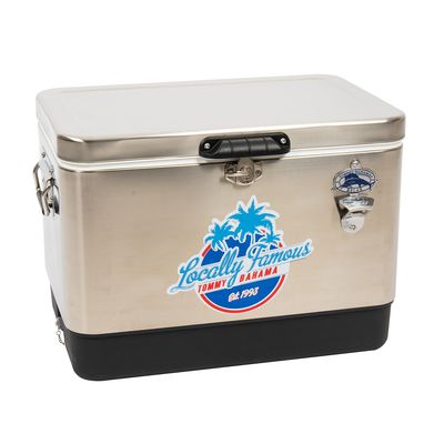 Tommy Bahama 54 Quart Portable Stainless-Steel Cooler with Bottle Opener