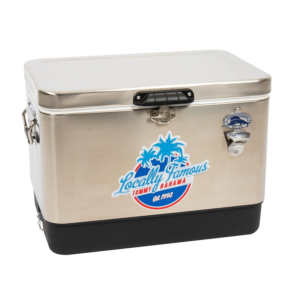 Tommy Bahama 54 Quart Portable Stainless-Steel Cooler with Bottle Opener