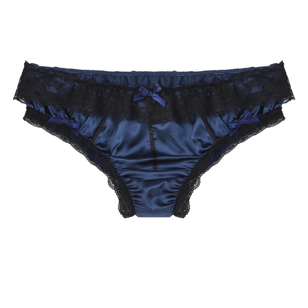 YiZYiF Men's Feminine Panties Silky Satin Lingerie Sissy Knickers Panties Blue Large