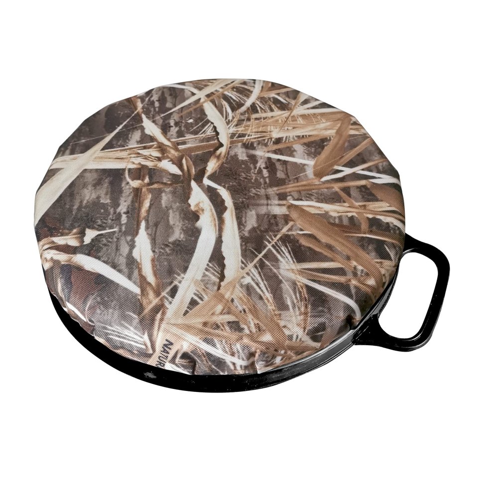 AUSCAMOTEK Swivel Bucket Lid Seat with Padded Cushion Camo Pail Top Cushion for Hunting Fishing Gardening-Duck Blind
