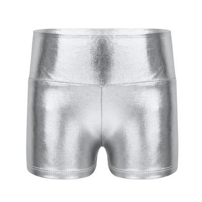 Oyolan Kids Girls Sparkle Glitter Shorts Tumbling Dancing Bottoms Sports Yoga Gymnastics Athletic Shorts Silver A 6 Years