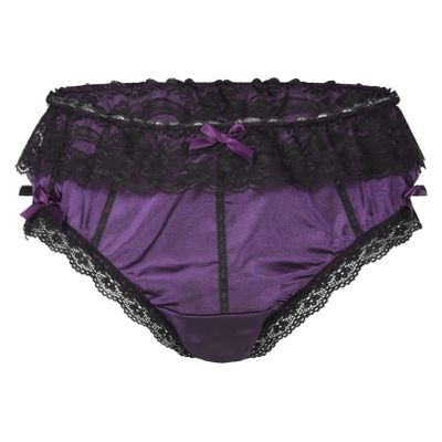 renvena Men's Sissy Crossdress Panties Silk Satin Bulge Pouch Bikini Briefs Low Rise Sleep Bottom Shorts Purple Medium