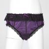 renvena Men's Sissy Crossdress Panties Silk Satin Bulge Pouch Bikini Briefs Low Rise Sleep Bottom Shorts Purple Medium view 2