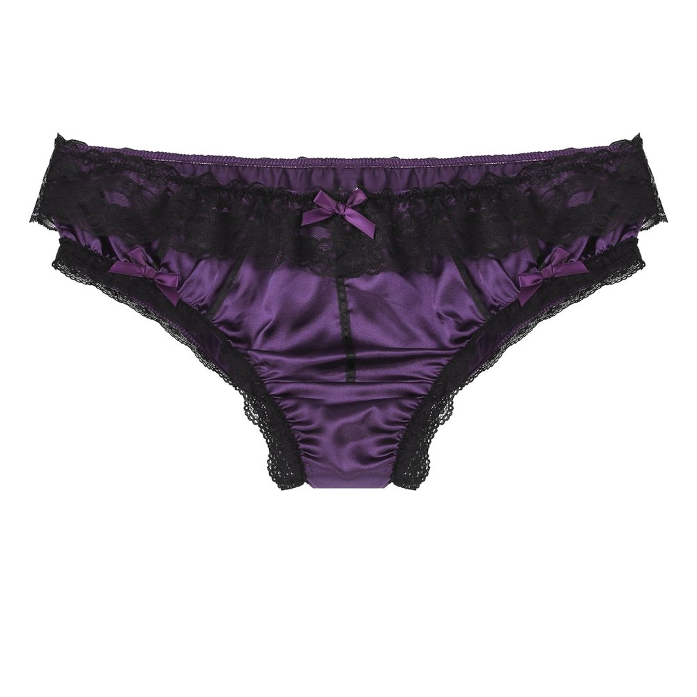 YiZYiF Men's Feminine Panties Silky Satin Lingerie Sissy Knickers Panties Purple XX-Large