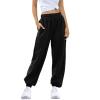 ASHER FASHION Women's Active High Waist Jogger Sweatpants Baggy Lounge Yoga Pants with Pockets Sporty, Black, Medium view 1
