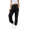 ASHER FASHION Women's Active High Waist Jogger Sweatpants Baggy Lounge Yoga Pants with Pockets Sporty, Black, Medium view 2