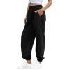 ASHER FASHION Women's Active High Waist Jogger Sweatpants Baggy Lounge Yoga Pants with Pockets Sporty, Black, Medium view 4