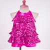 Fldy Kids Girls Shiny Sequins Leotard Dress Backless Dance Performance Costume for Hip Hop Jazz Stage Recital Rose 10 Years view 4