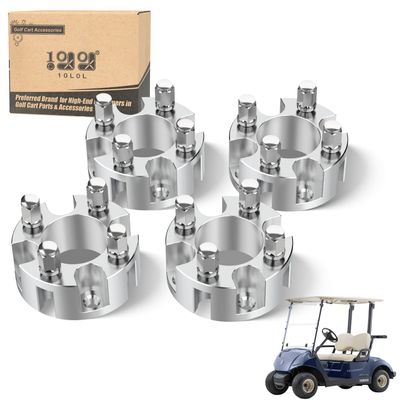 10L0L Golf Cart 2 inch Wheel Spacers for Yamaha, EZGO, Club Car (4x72mm Bolt Pattern, 68mm Hub Bore, 1/2-20 Studs) 4 Pack, Silver