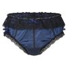 YONGHS Men's Feminine Panties Silky Satin Thong Sissy Knickers Panties French Maid Crossdress Briefs Dark_Blue X-Large view 3