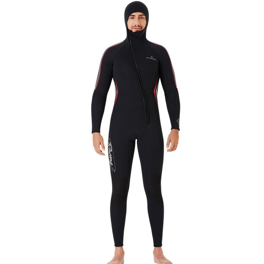 Backbayia Diving Wetsuit Waterproof Full Body One-Piece Wetsuit Long Sleeve Swimsuit with Front Zip for Wading Snorkeling (Black XXXL)